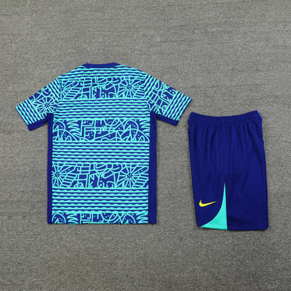 Brazil Shorts Set-Green and Dark Blue