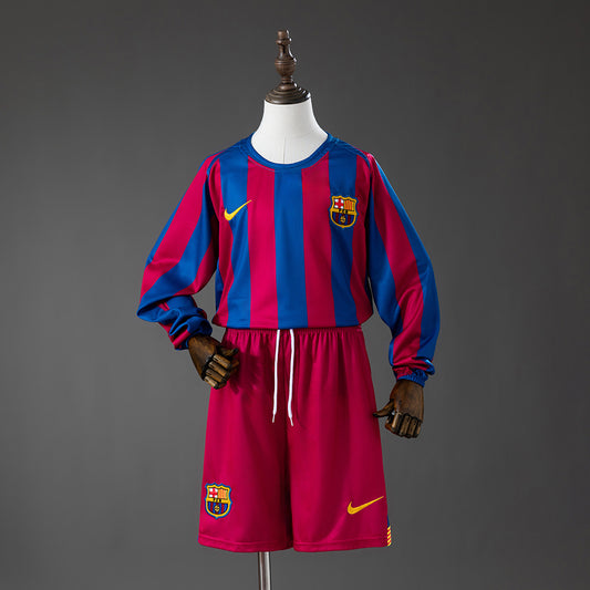 Barcelona 05/06 Home (League Edition) Retro Long Sleeve Kids Kit