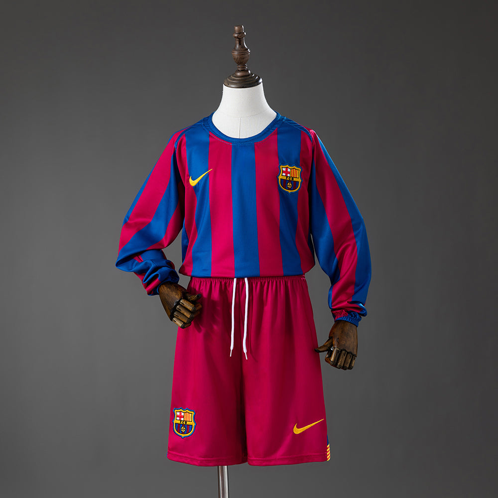 Barcelona 05/06 Home (League Edition) Retro Long Sleeve Kids Kit