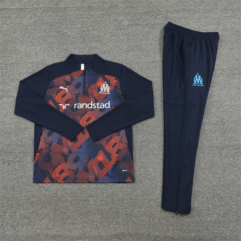 Olympique de Marseille Tracksuit-Brown and Navy Blue
