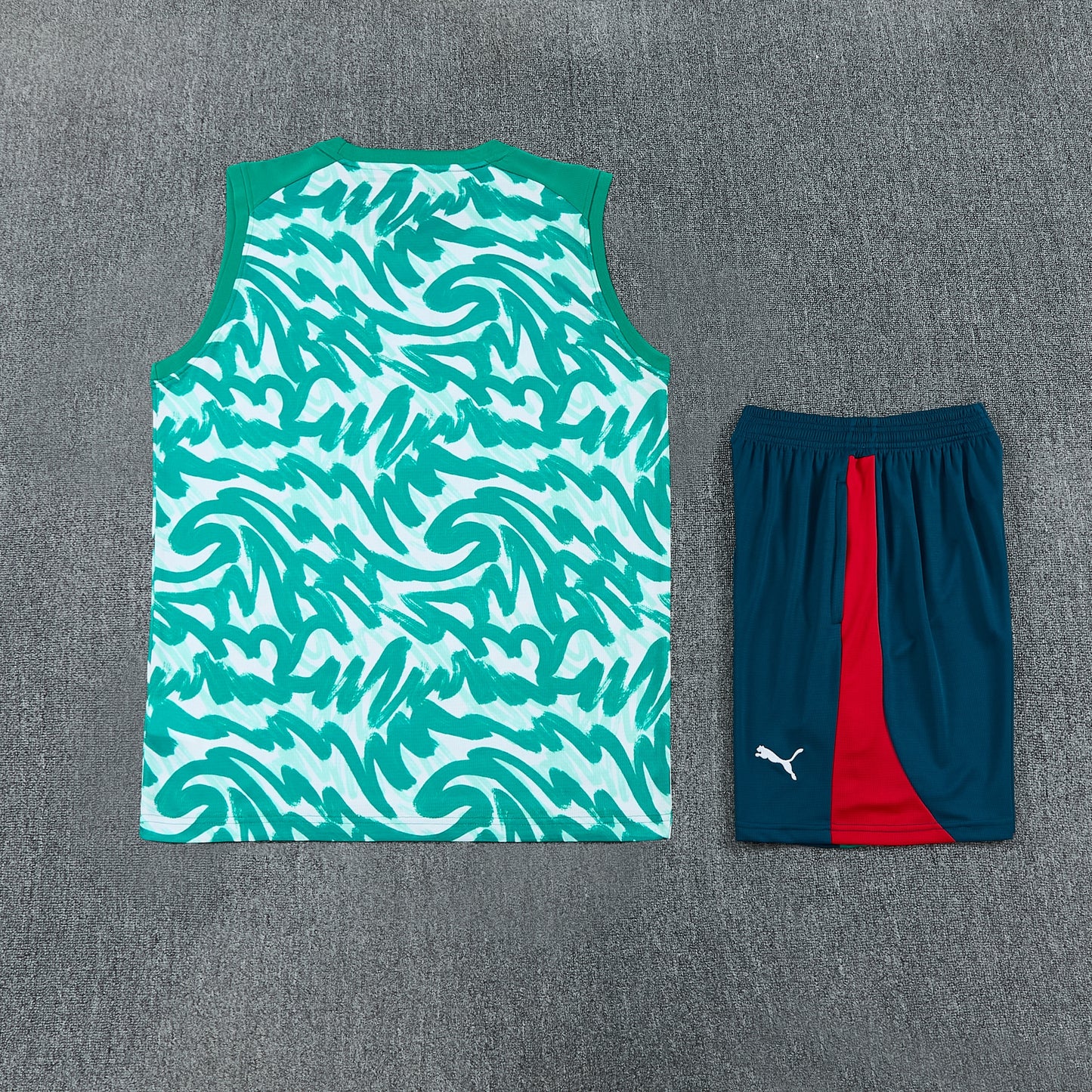 Portugal Vest Set-Green and Navy Blue