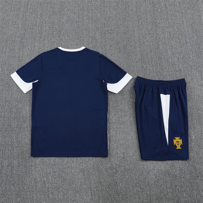 Portugal Shorts Set-Navy Blue and White