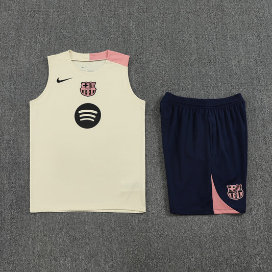 Barcelona Vest Set-Cream and Navy Blue