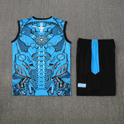 Napoli Vest Set-Blue and Black