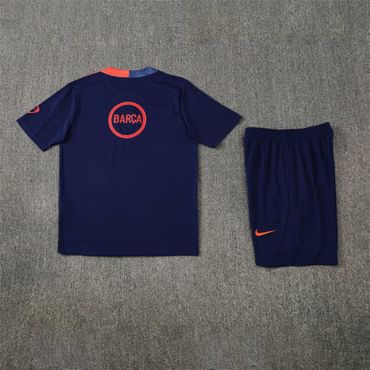 Barcelona Shorts Set-Navy Blue and Orange