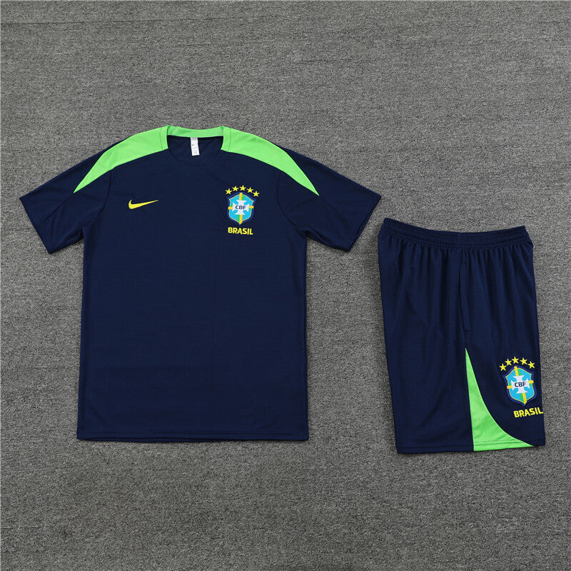 Brazil Shorts Set-Navy Blue and Green