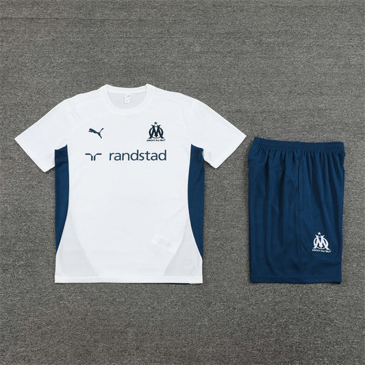 Olympique de Marseille Shorts Set-White and Dark Blue