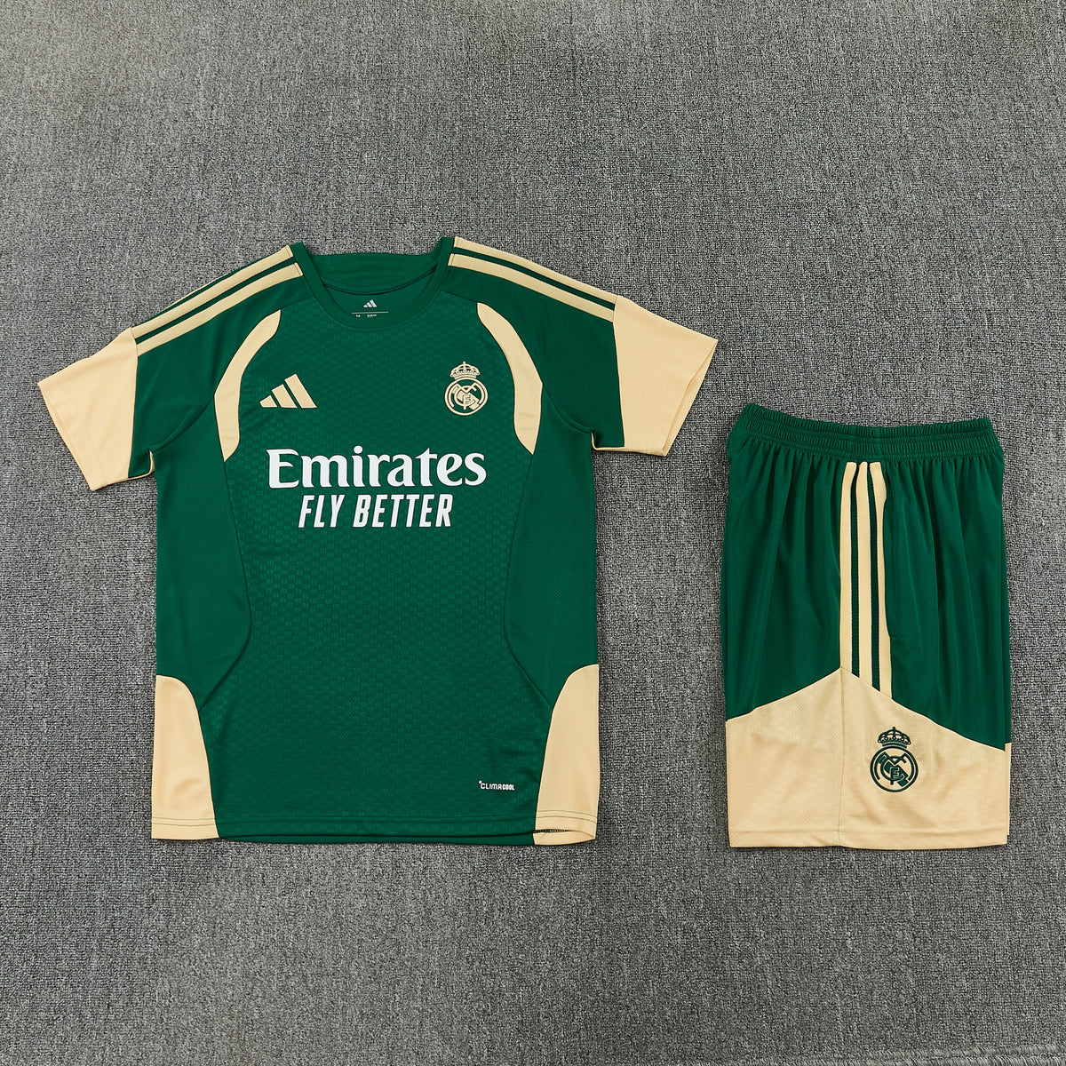 Real Madrid Shorts Set-Dark Green and Cream