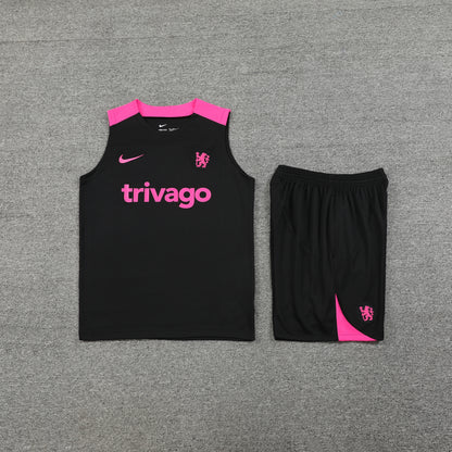 Chelsea Vest Set-Black and Pink