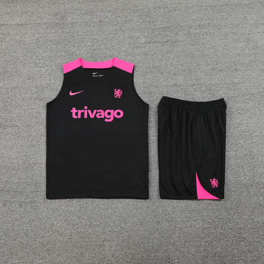 Chelsea Vest Set-Black and Pink