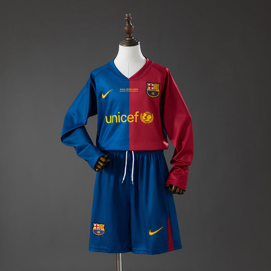 Barcelona 08/09 Home Retro Long Sleeve Kids Kit