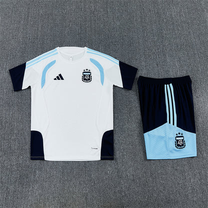 Argentina Shorts Set-White and Blue