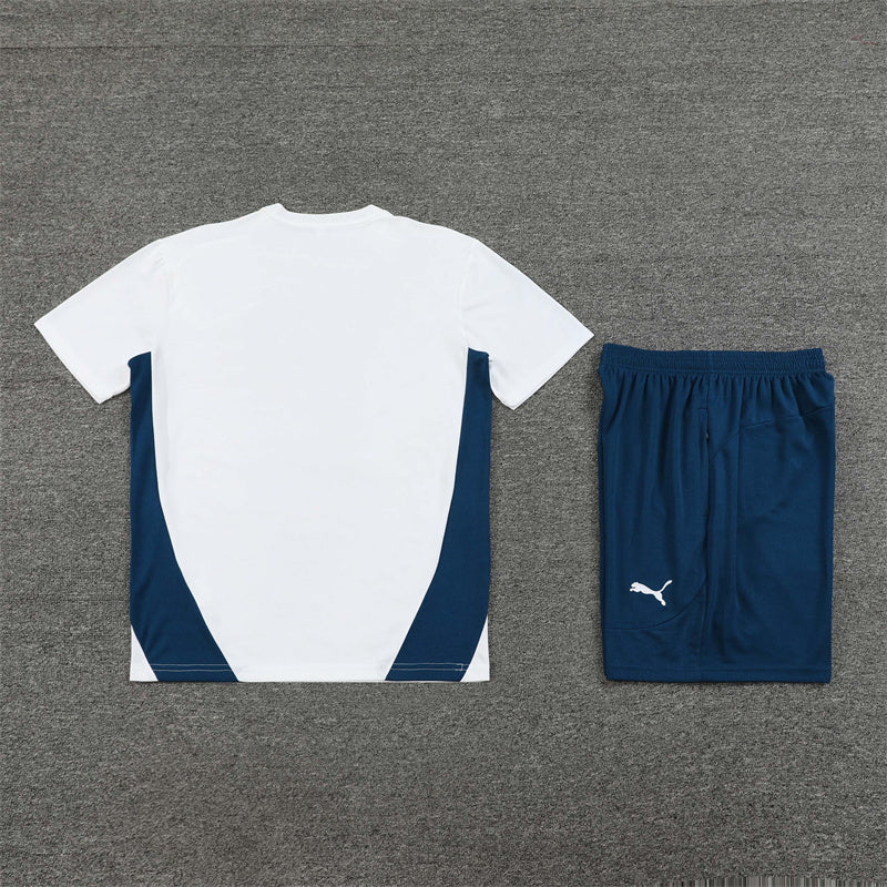 Olympique de Marseille Shorts Set-White and Dark Blue