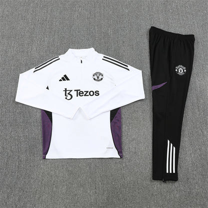 Manchester United Tracksuit-White and Black