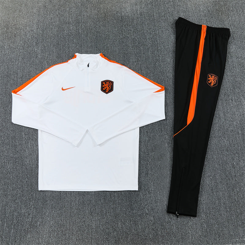 Netherlands Tracksuit-White and Black