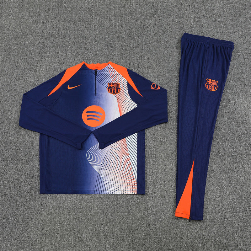 Barcelona Tracksuit-Navy Blue, Orange and Light Blue