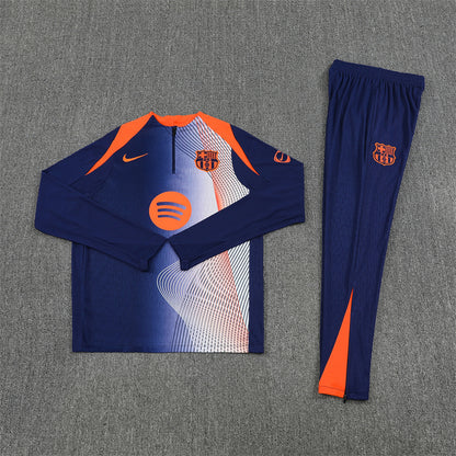 Barcelona Tracksuit-Navy Blue, Orange and Light Blue