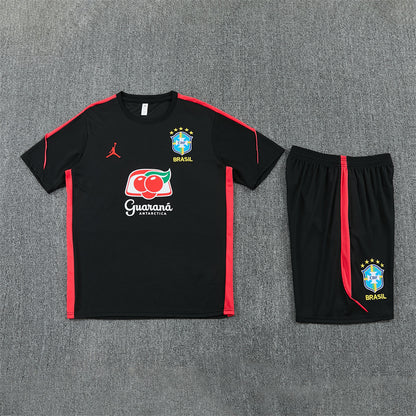 Brazil Shorts Set-Black and Red