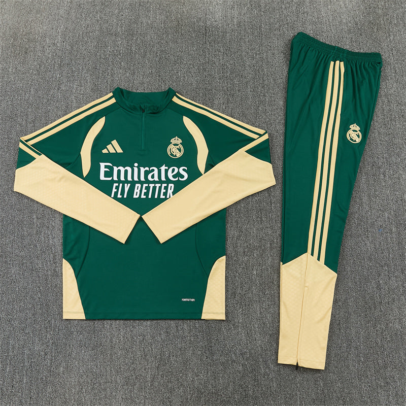 Real Madrid Tracksuit-Dark Green and Cream