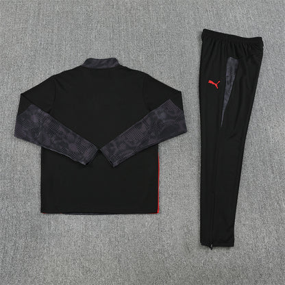 AC Milan Tracksuit-Dark Grey, Red and Black