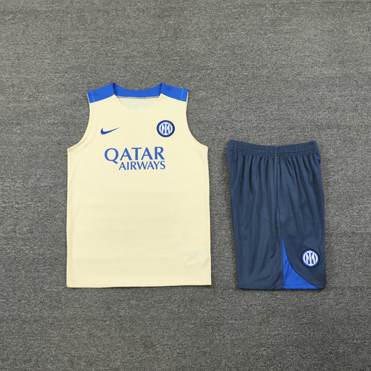 Inter Milan Vest Set-Cream and Grey