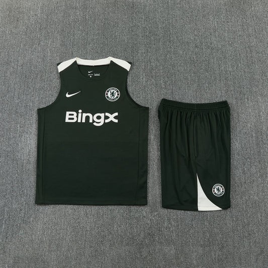 Chelsea Vest Set-Dark Green and Black