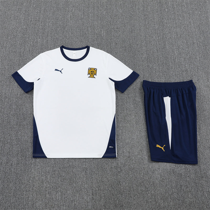 Portugal Shorts Set-White and Navy Blue