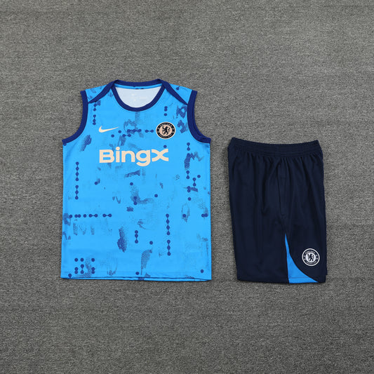 Chelsea Vest Set-Blue and Navy Blue