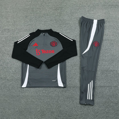 Manchester United Tracksuit-Dark Grey and Black