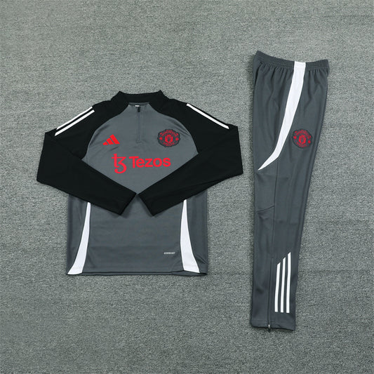 Manchester United Tracksuit-Dark Grey and Black