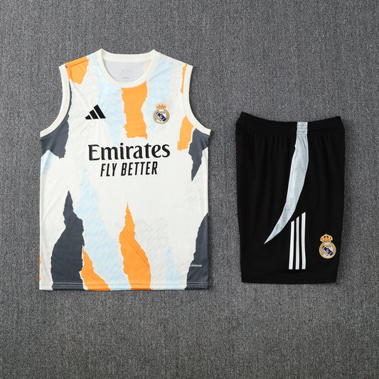 Real Madrid Vest Set-White, Orange and Black