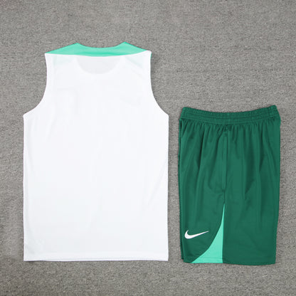 Portugal Vest Set-White and Dark Green