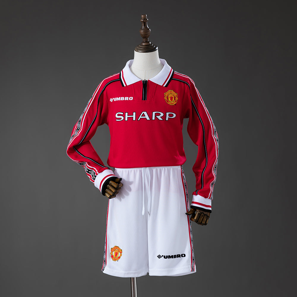 M-U 98/99 Home Retro Long Sleeve Kids Kit